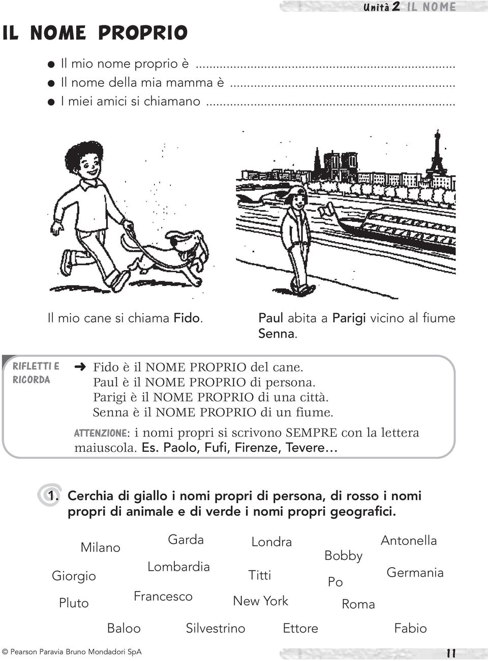 Senna è il NOME PROPRIO di un fiume. ATTENZIONE: i nomi propri si scrivono SEMPRE con la lettera maiuscola. Es. Paolo, Fufi, Firenze, Tevere j 1.