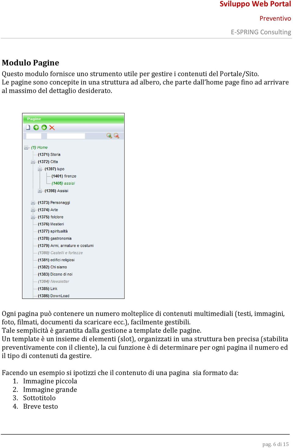 Ogni pagina può contenere un numero molteplice di contenuti multimediali (testi, immagini, foto, filmati, documenti da scaricare ecc.), facilmente gestibili.