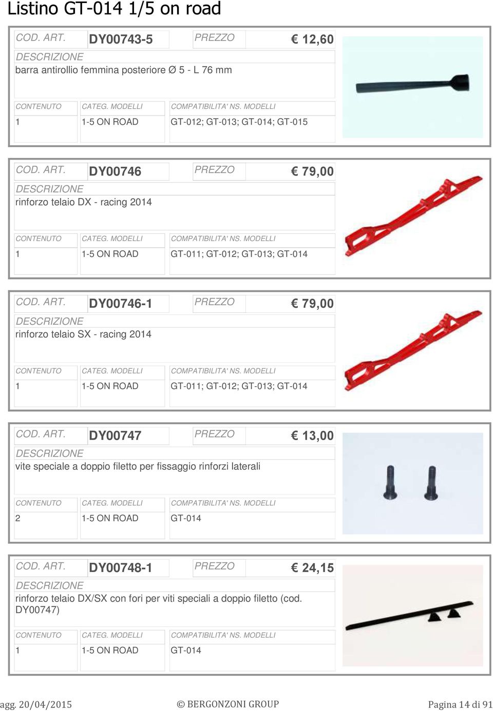 PREZZO 79,00 GT-0; GT-0; GT-03; GT-04 DY00747 vite speciale a doppio filetto per fissaggio rinforzi laterali PREZZO 3,00