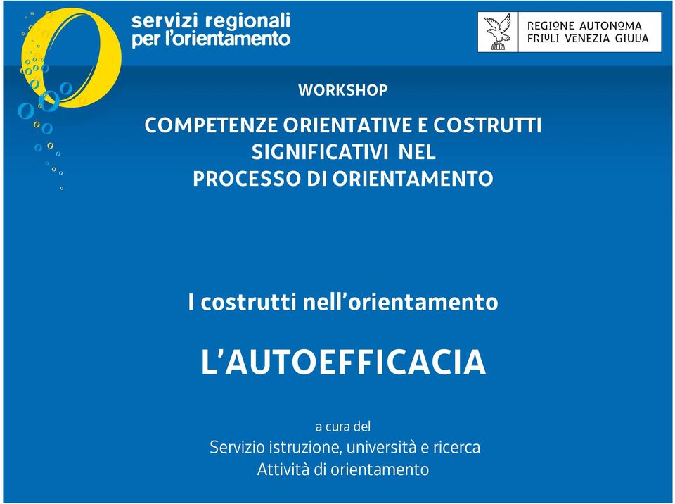 costrutti nell orientamento L AUTOEFFICACIA a cura