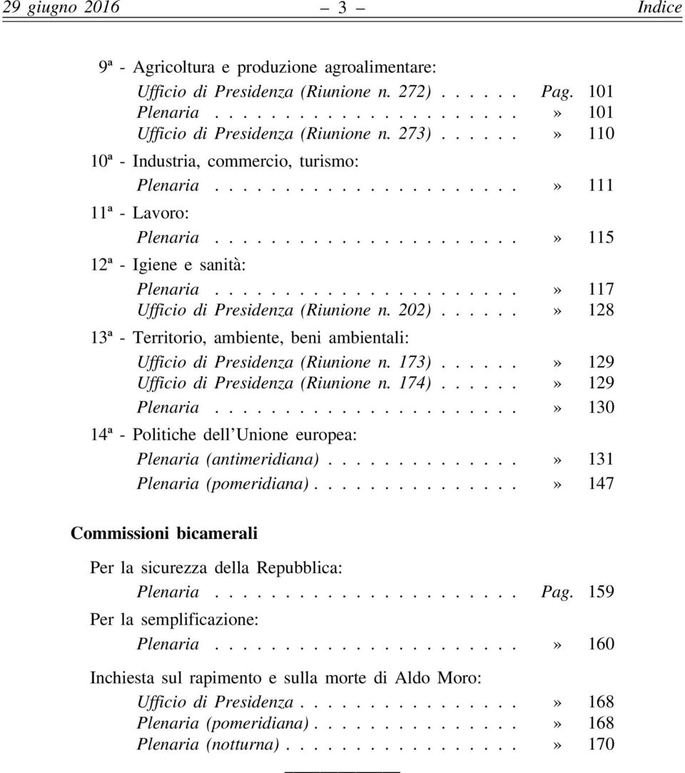 .....................» 117 Ufficio di Presidenza (Riunione n. 202)......» 128 13ª - Territorio, ambiente, beni ambientali: Ufficio di Presidenza (Riunione n. 173).