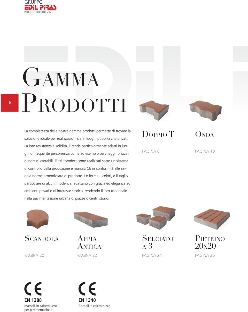 Tutti i prodotti sono realizzati sotto un sistema di controllo della produzione e marcati CE in conformità alle singole norme armonizzate di prodotto.