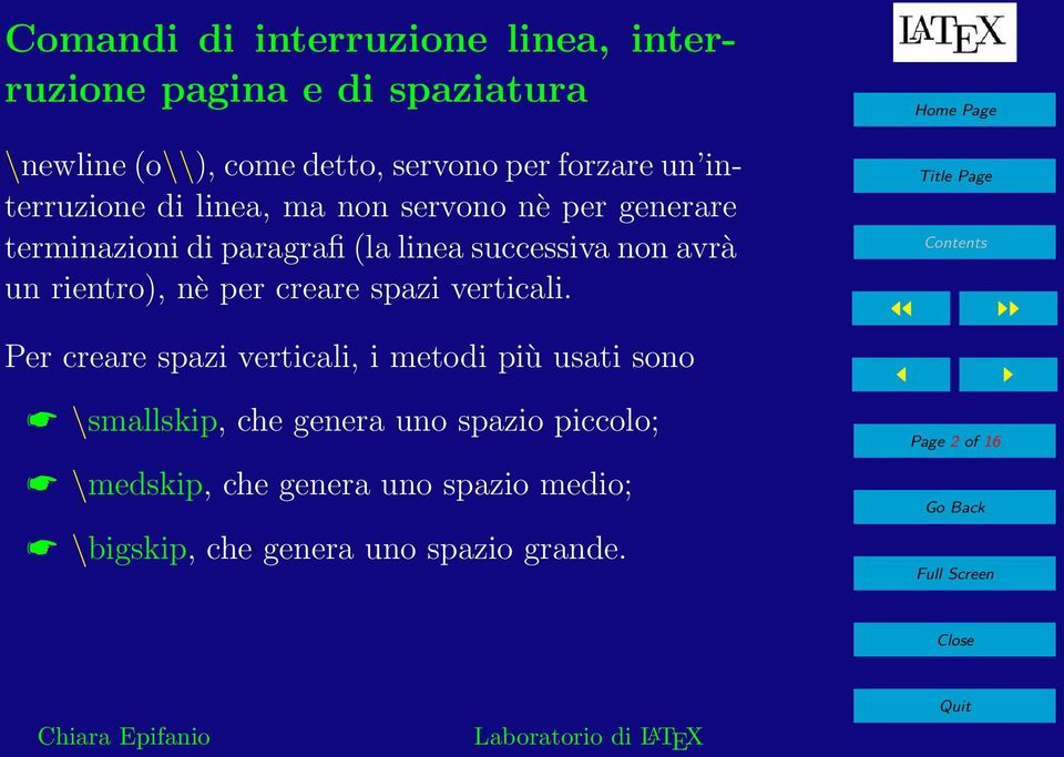 un rientro), nè per creare spazi verticali.