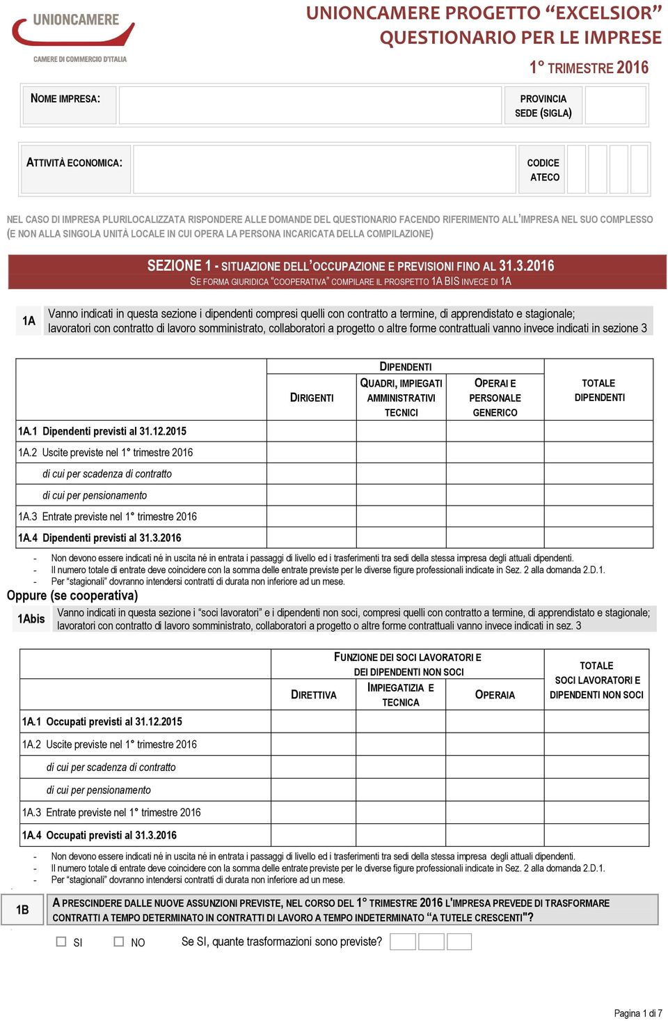 OCCUPAZIONE E PREVISIONI FINO AL 31