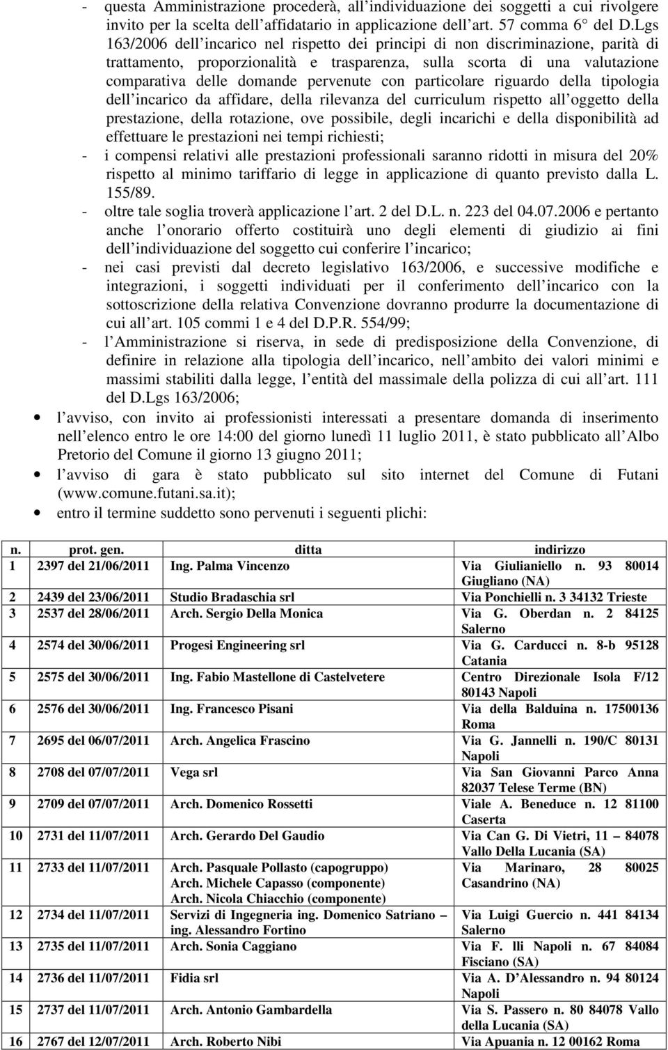 con particolare riguardo della tipologia dell incarico da affidare, della rilevanza del curriculum rispetto all oggetto della prestazione, della rotazione, ove possibile, degli incarichi e della