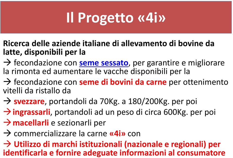 svezzare, portandoli da 70Kg. a 180/200Kg. per poi ingrassarli, portandoli ad un peso di circa 600Kg.