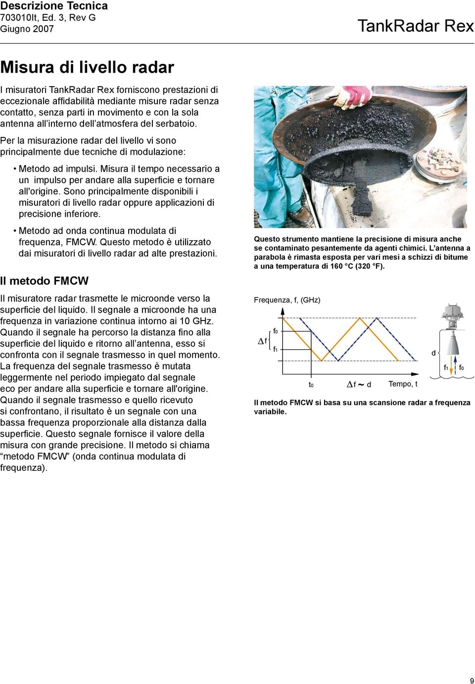 Per la misurazione radar del livello vi sono principalmente due tecniche di modulazione: Metodo ad impulsi. Misura il tempo necessario a un impulso per andare alla superficie e tornare all'origine.