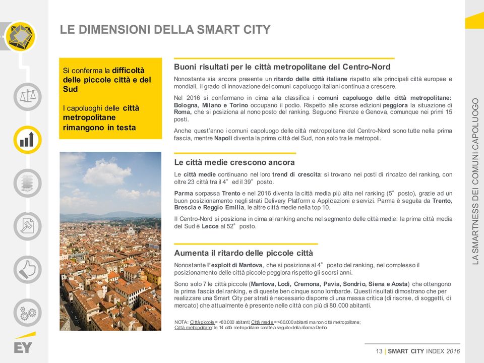 Nel 2016 si confermano in cima alla classifica i comuni capoluogo delle città metropolitane: Bologna, Milano e Torino occupano il podio.