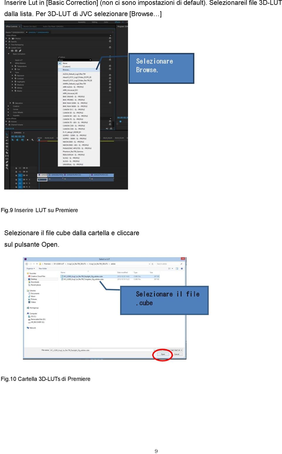 Per 3D-LUT di JVC selezionare [Browse ] Selezionare Browse. Fig.