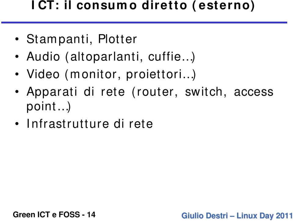 (monitor, proiettori ) Apparati di rete (router,