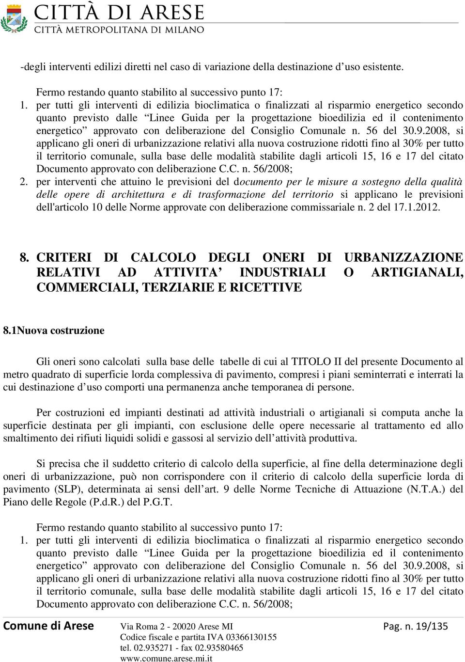 approvato con deliberazione del Consiglio Comunale n. 56 del 30.9.