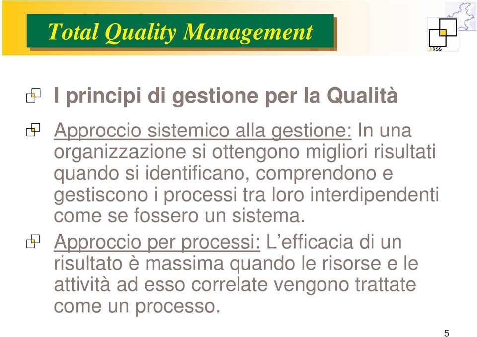 processi tra loro interdipendenti come se fossero un sistema.