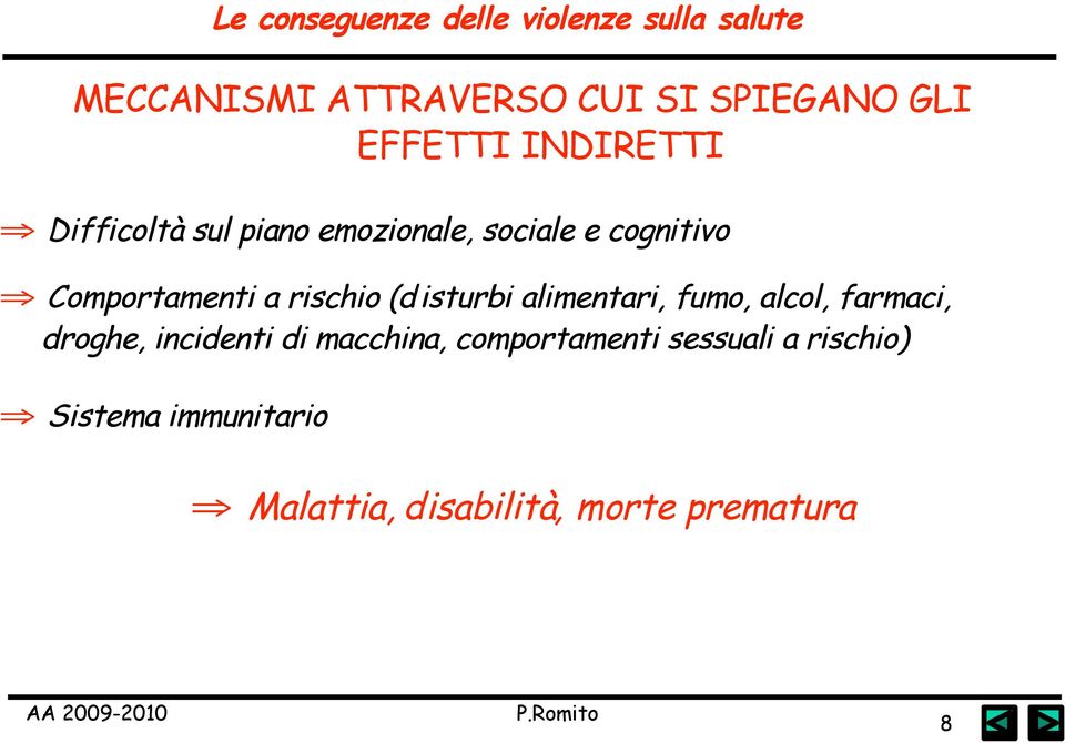 rischio (d isturbi alimentari, fumo, alcol, farmaci, droghe, incidenti di macchina,