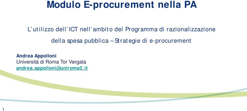 pubblica Strategie di e-procurement Andrea Appolloni
