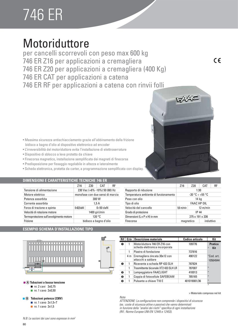 assorbita 300 W Corrente assorbita 1,5 A Forza di trazione e spinta 0 62,5 dan 0 50 dan 1400 giri/min 120 C Frizione Z16 Z20 CAT RF Rapporto di riduzione 1:30 Temperatura ambiente di funzionamento