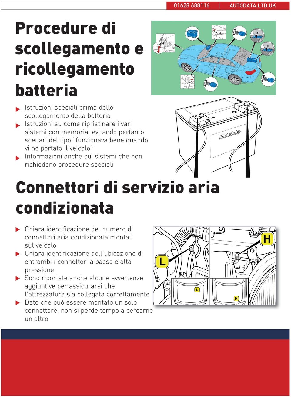 Chiara identificazione del numero di connettori aria condizionata montati sul veicolo Chiara identificazione dell'ubicazione di entrambi i connettori a bassa e alta pressione Sono