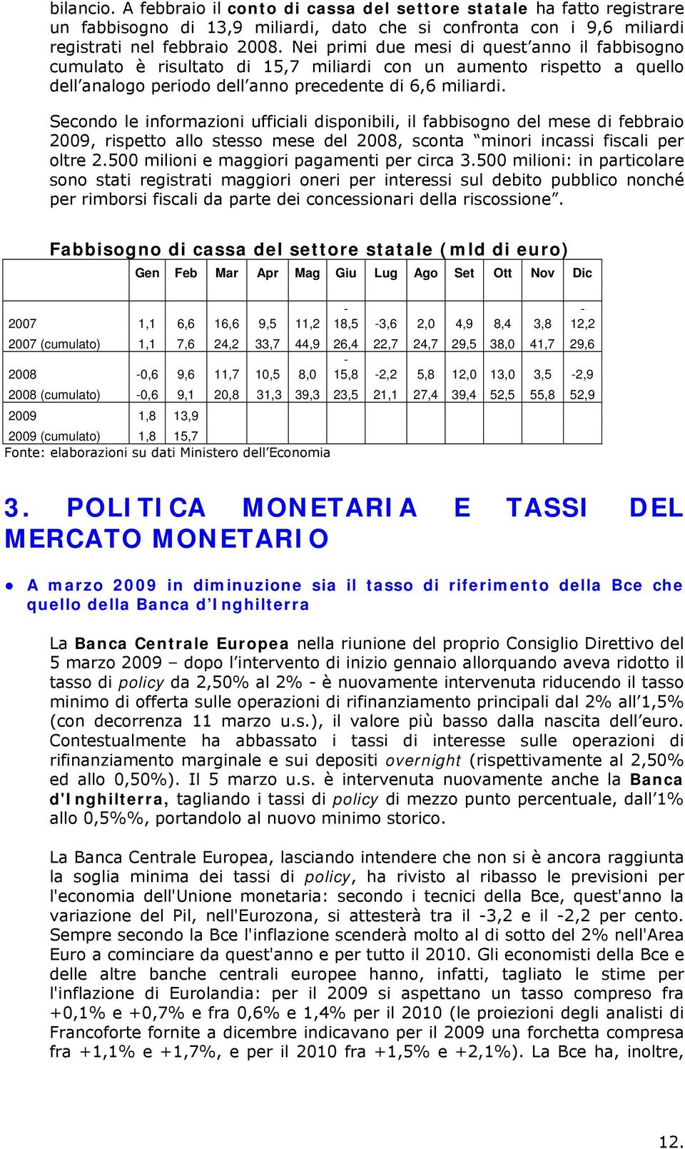 Secondo le informazioni ufficiali disponibili, il fabbisogno del mese di febbraio 2009, rispetto allo stesso mese del 2008, sconta minori incassi fiscali per oltre 2.