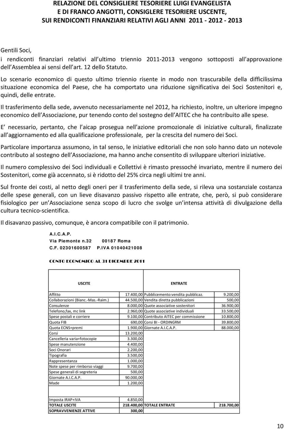 Lo scenario economico di questo ultimo triennio risente in modo non trascurabile della difficilissima situazione economica del Paese, che ha comportato una riduzione significativa dei Soci