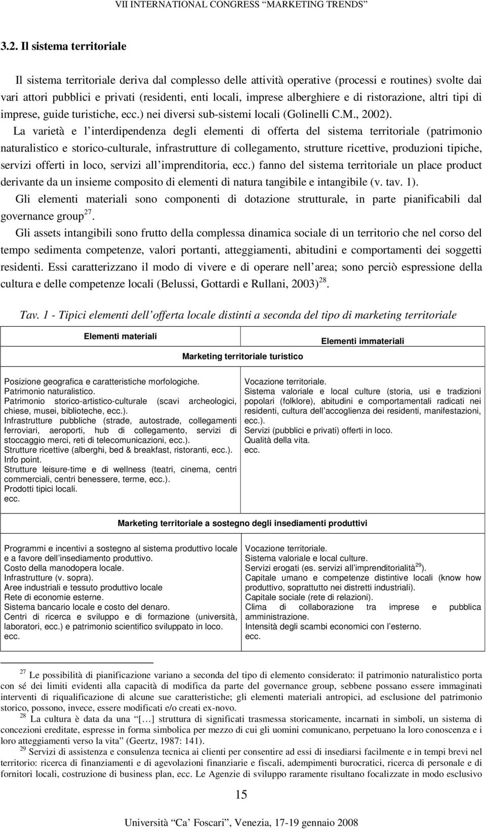 La varietà e l interdipendenza degli elementi di offerta del sistema territoriale (patrimonio naturalistico e storico-culturale, infrastrutture di collegamento, strutture ricettive, produzioni