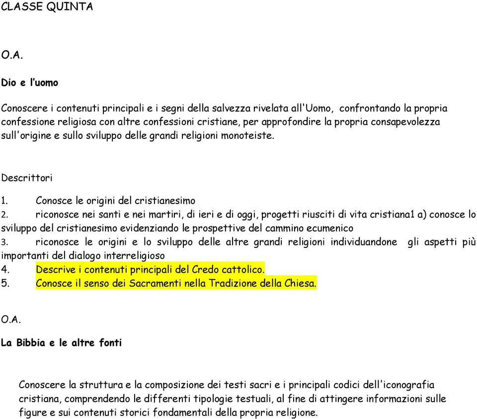 riconosce nei santi e nei martiri, di ieri e di oggi, progetti riusciti di vita cristiana1 a) conosce lo sviluppo del cristianesimo evidenziando le prospettive del cammino ecumenico 3.