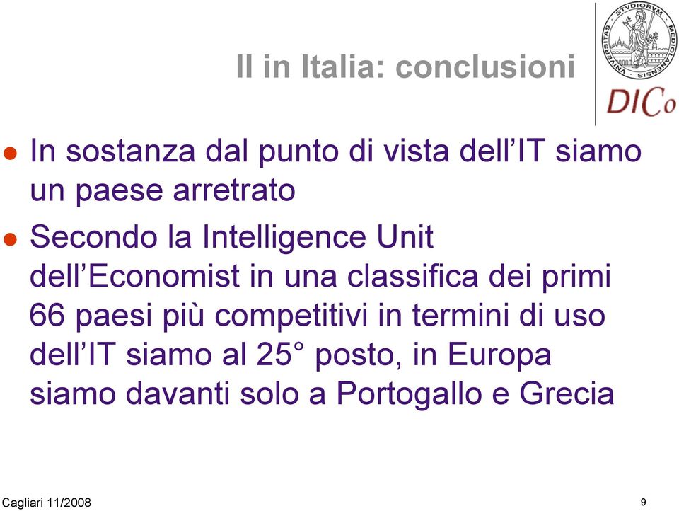 classifica dei primi 66 paesi più competitivi in termini di uso dell IT