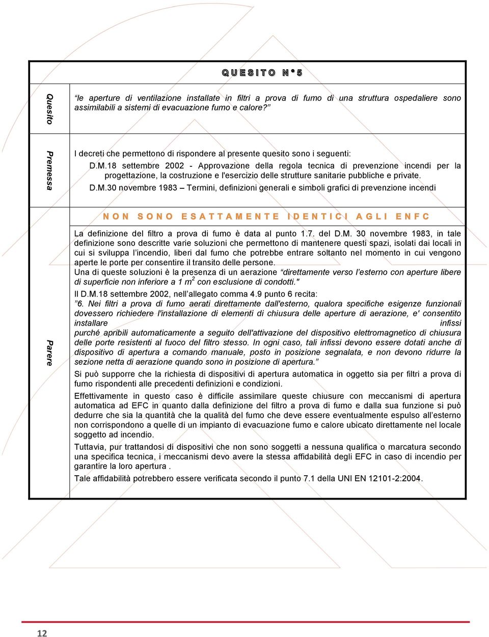 18 settembre 2002 - Approvazione della regola tecnica di prevenzione incendi per la progettazione, la costruzione e l'esercizio delle strutture sanitarie pubbliche e private. D.M.