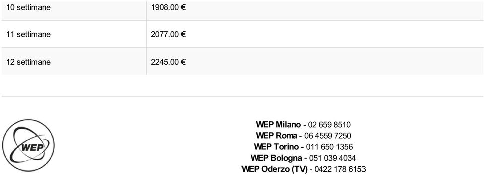 00 WEP Milano - 02 659 8510 WEP Roma - 06 4559