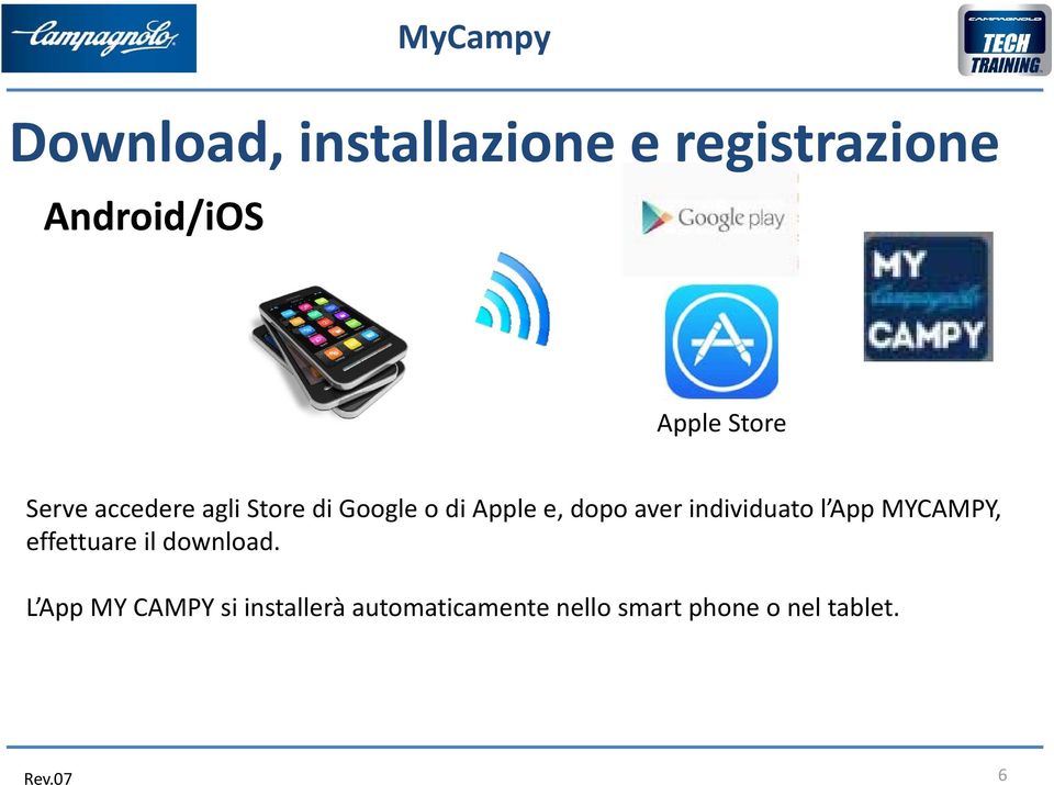 individuato l App MYCAMPY, effettuare il download.