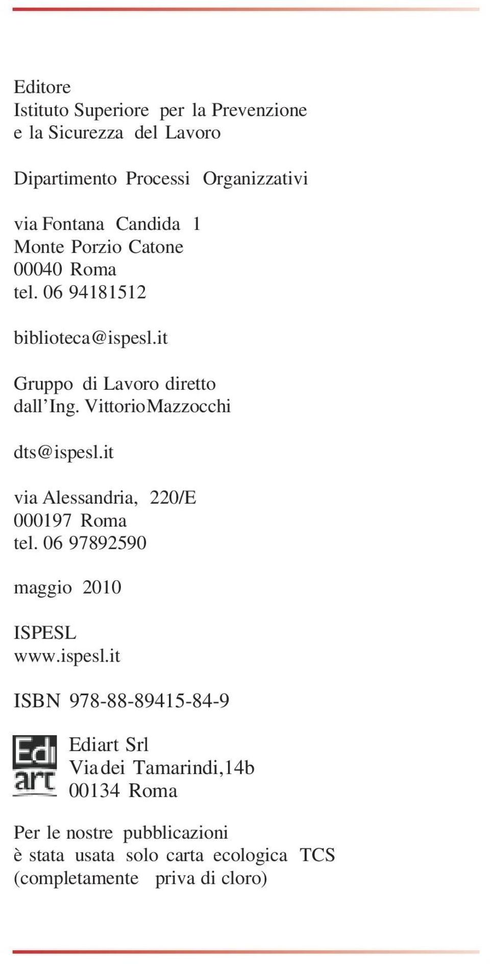 Vittorio Mazzocchi dts@ispesl.