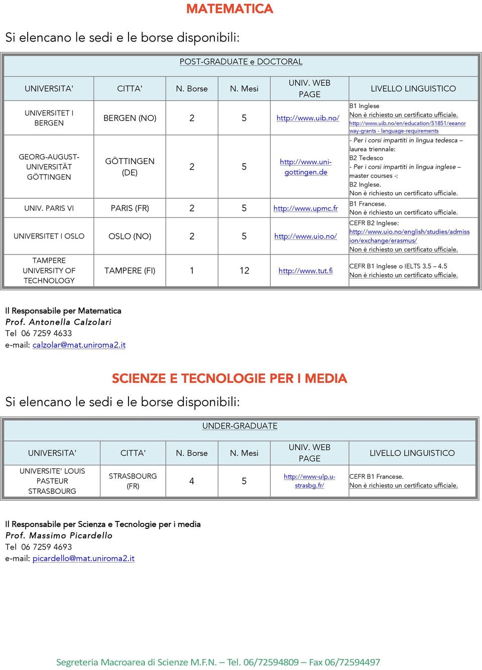 no/en/education/51851/eeanor way-grants - language-requirements - Per i corsi impartiti in lingua tedesca laurea triennale: B2 Tedesco - Per i corsi impartiti in lingua inglese master courses -: B2