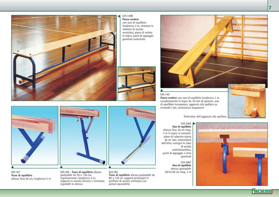 aggancio alla spalliera GIA108A Asse di equilibrio altezza fissa 30 cm lung.