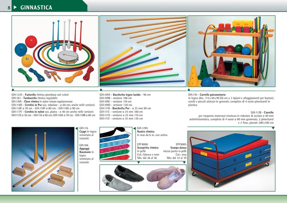 piatta - ø 40 cm anche nelle versioni: GIA117Z ø 50 cm - GIA118 ø 60 cm; GIA118A ø 70 cm - GIA118B ø 80 cm GIA116 Ceppi in legno verniciato al naturale GIA106 Appoggi Baumann in legno verniciato al