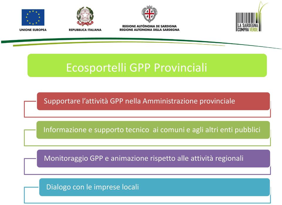 comuni e agli altri enti pubblici Monitoraggio GPP e