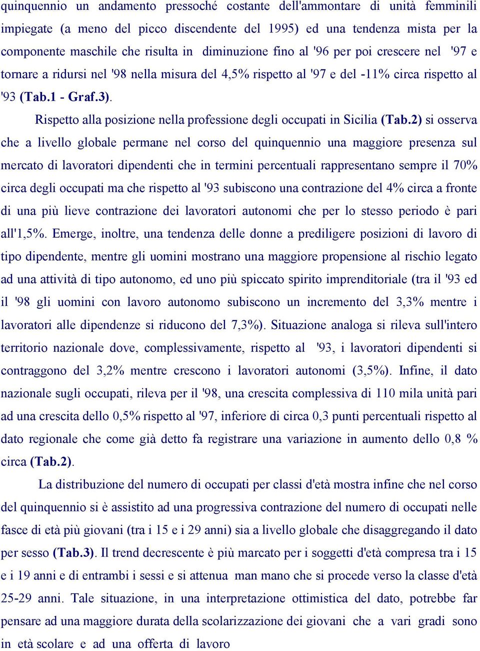 Rispetto alla posizione nella professione degli occupati in Sicilia (Tab.