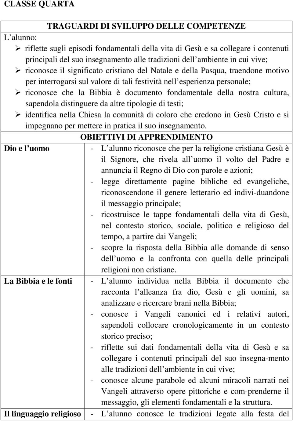 documento fondamentale della nostra cultura, sapendola distinguere da altre tipologie di testi; identifica nella Chiesa la comunità di coloro che credono in Gesù Cristo e si impegnano per mettere in