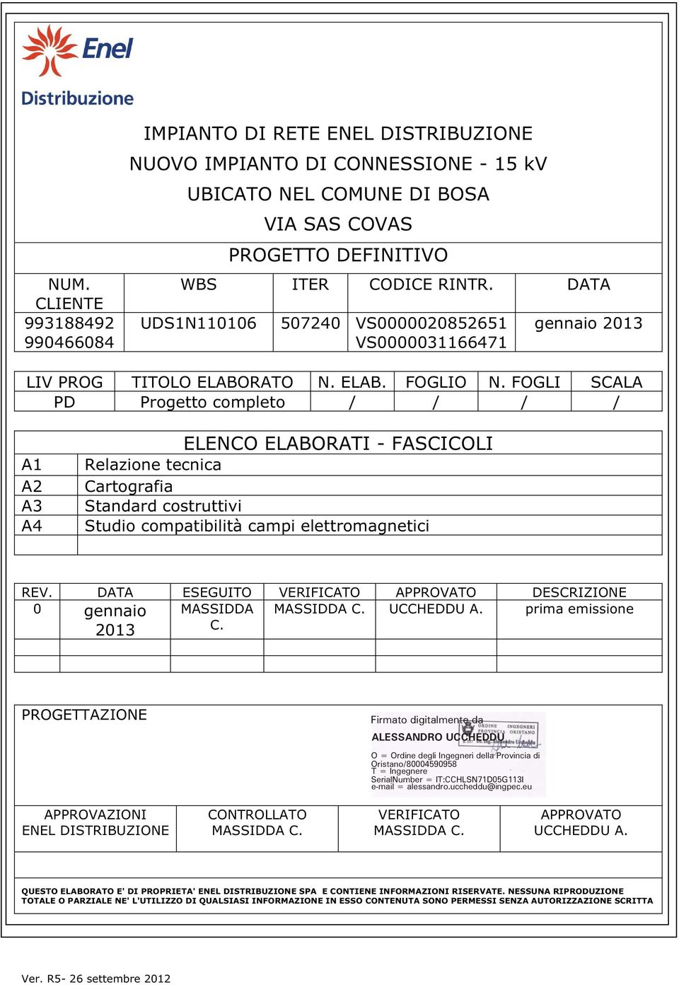 FOGLI SCALA PD Progetto completo / / / / A1 A2 A3 A4 ELENCO ELABORATI - FASCICOLI Relazione tecnica Cartografia Standard costruttivi Studio compatibilità campi elettromagnetici REV.