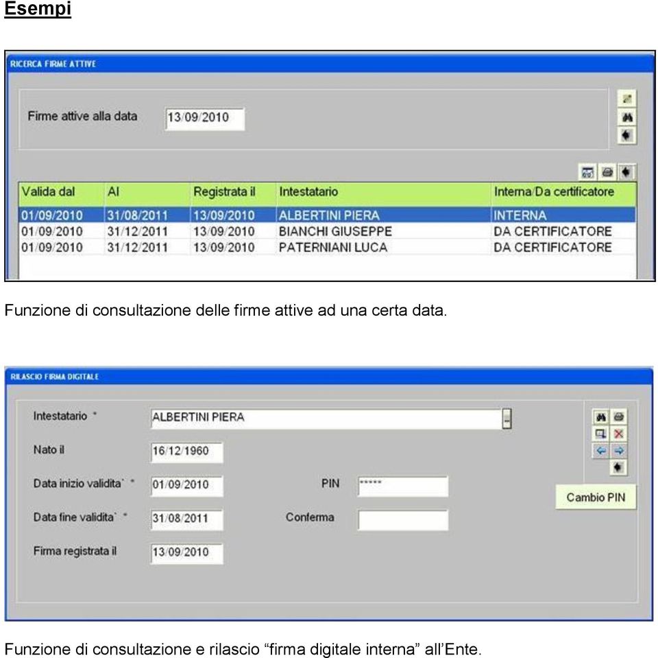 data. Funzione di consultazione e