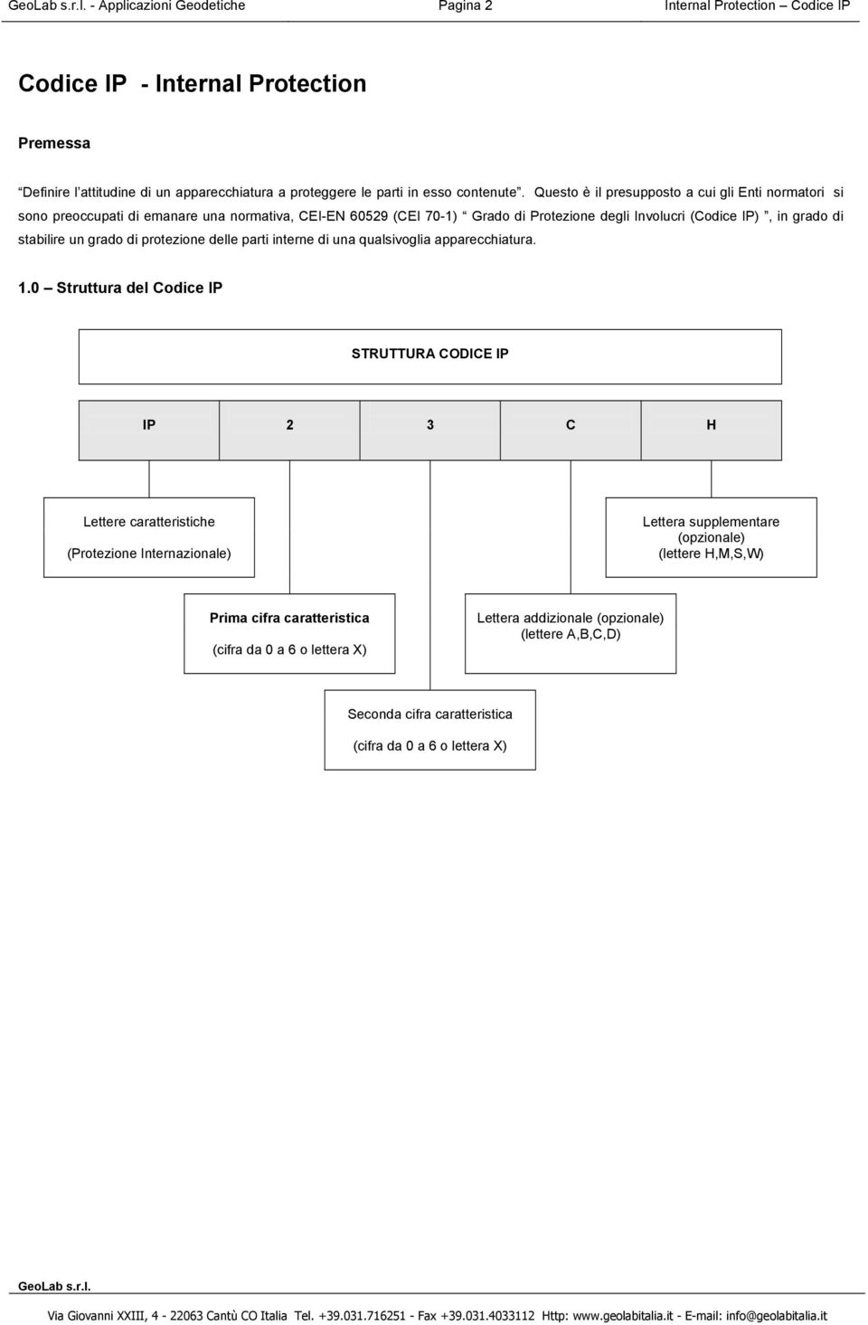 grado di protezione delle parti interne di una qualsivoglia apparecchiatura. 1.