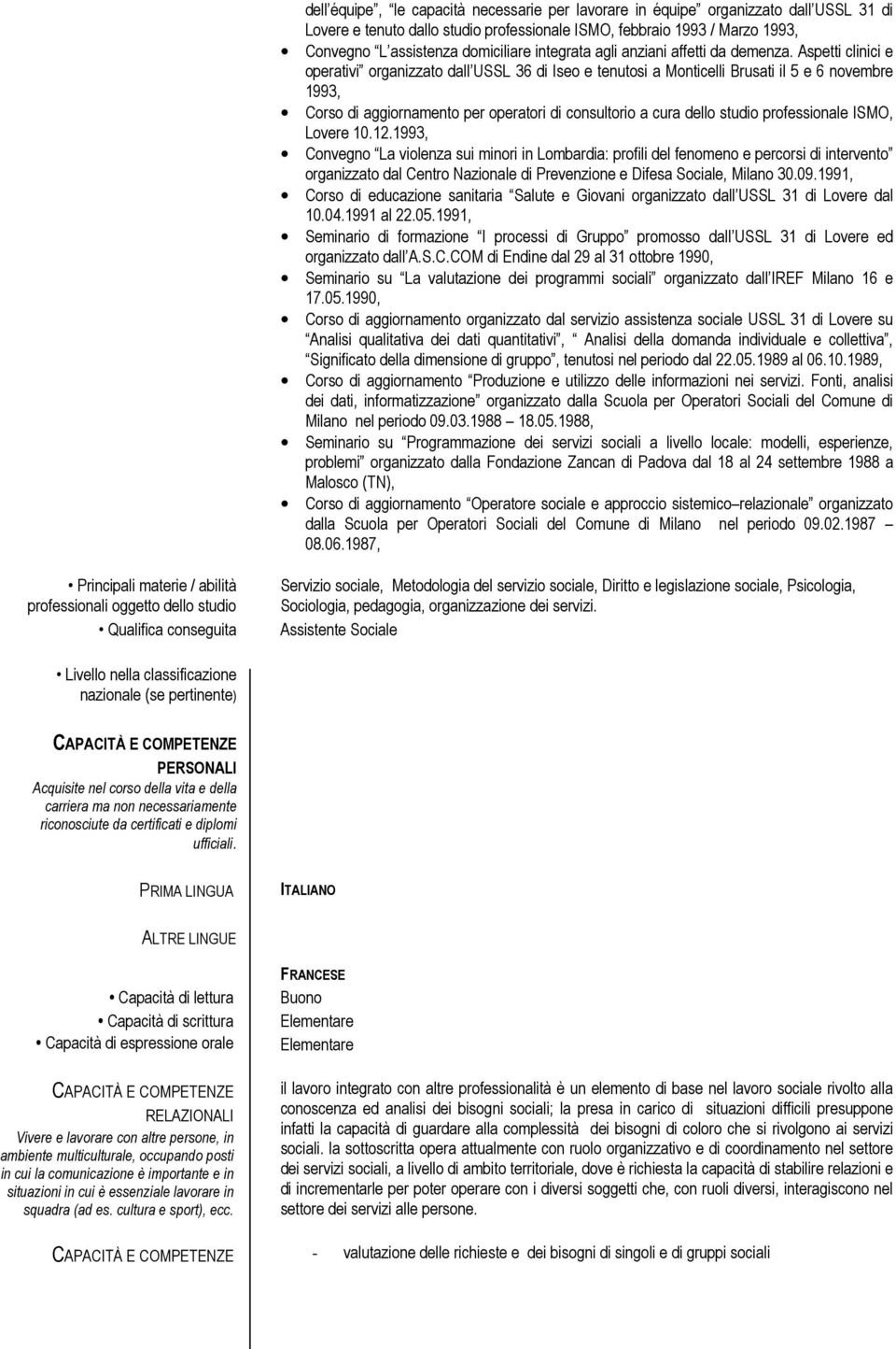 Aspetti clinici e operativi organizzato dall USSL 36 di Iseo e tenutosi a Monticelli Brusati il 5 e 6 novembre 1993, Corso di aggiornamento per operatori di consultorio a cura dello studio