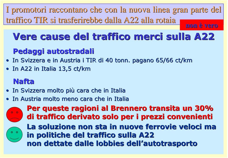 . pagano 65/66 ct/km In A22 in Italia 13,5 ct/km Nafta In Svizzera molto più cara che in Italia In Austria molto meno cara che in Italia non è vero