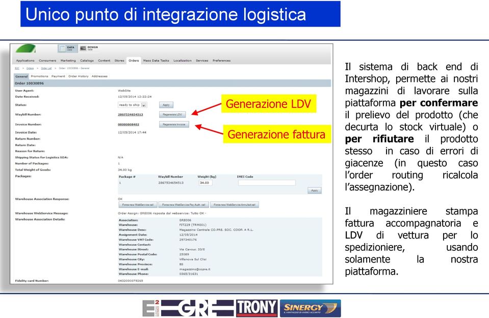 per rifiutare il prodotto stesso in caso di errori di giacenze (in questo caso l order routing ricalcola l assegnazione).