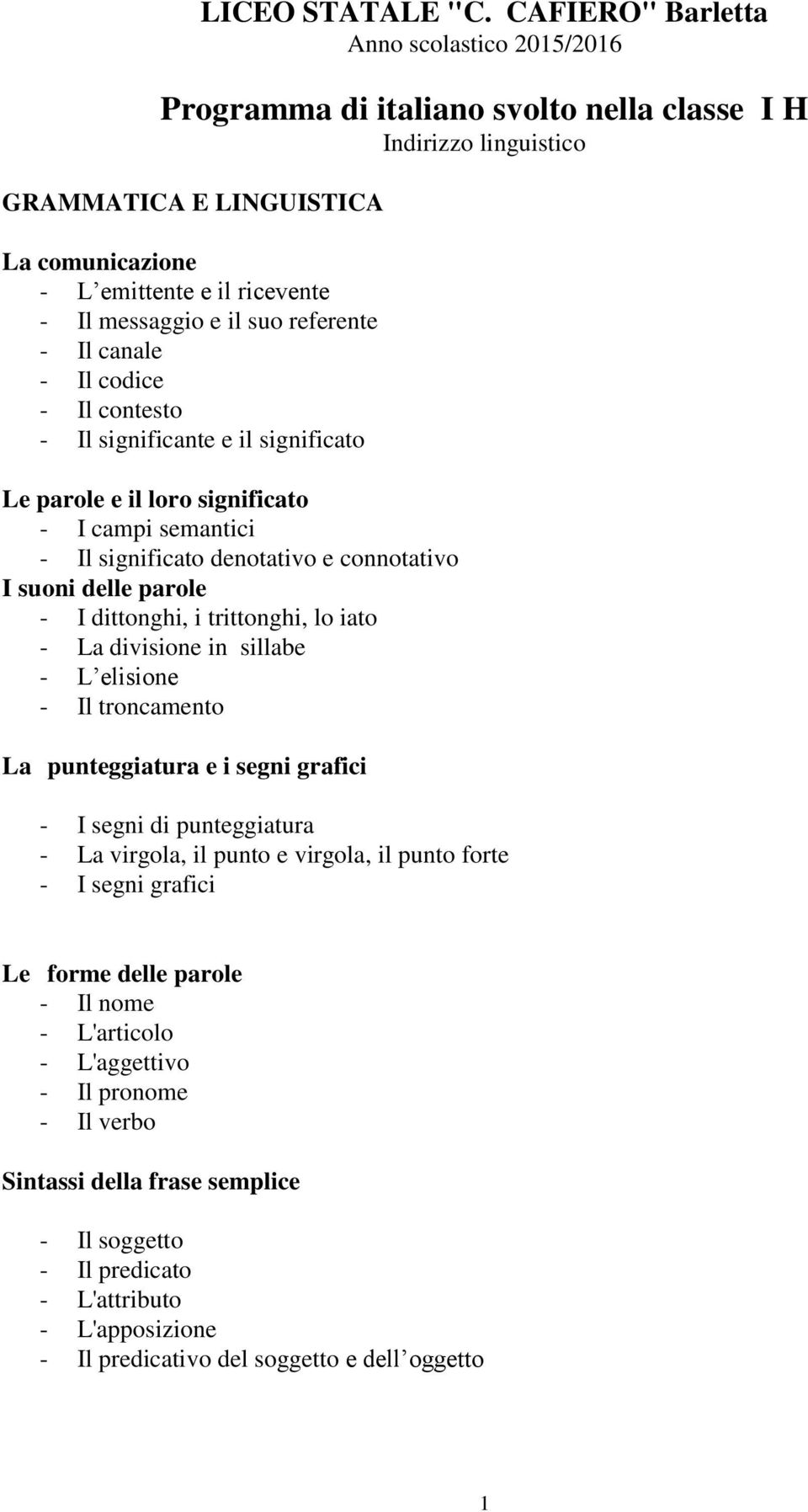 il suo referente - Il canale - Il codice - Il contesto - Il significante e il significato Le parole e il loro significato - I campi semantici - Il significato denotativo e connotativo I suoni delle