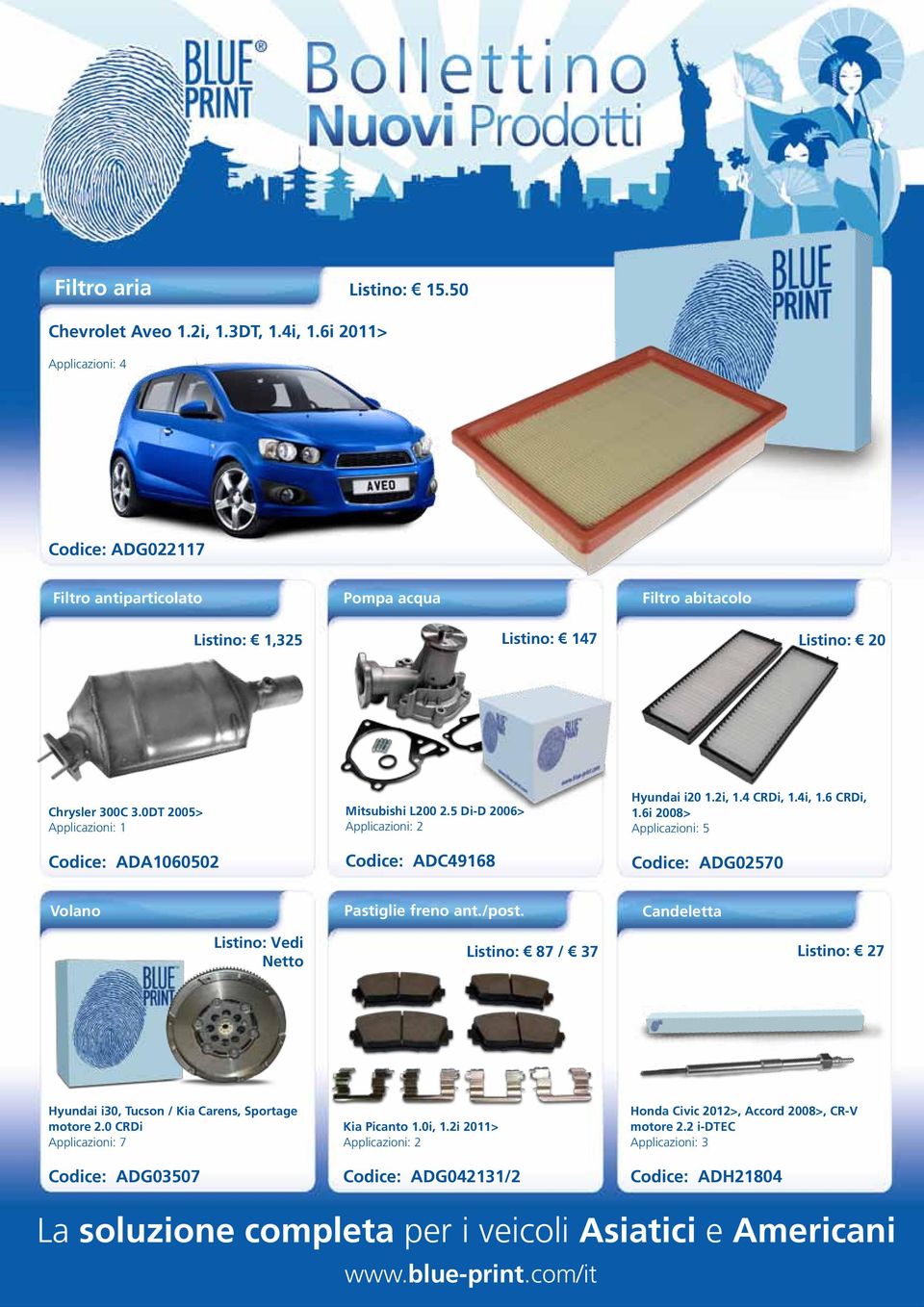 0DT 2005> Applicazioni: 1 Codice: ADA1060502 Mitsubishi L200 2.5 Di-D 2006> Applicazioni: 2 Codice: ADC49168 Hyundai i20 1.2i, 1.4 CRDi, 1.4i, 1.6 CRDi, 1.