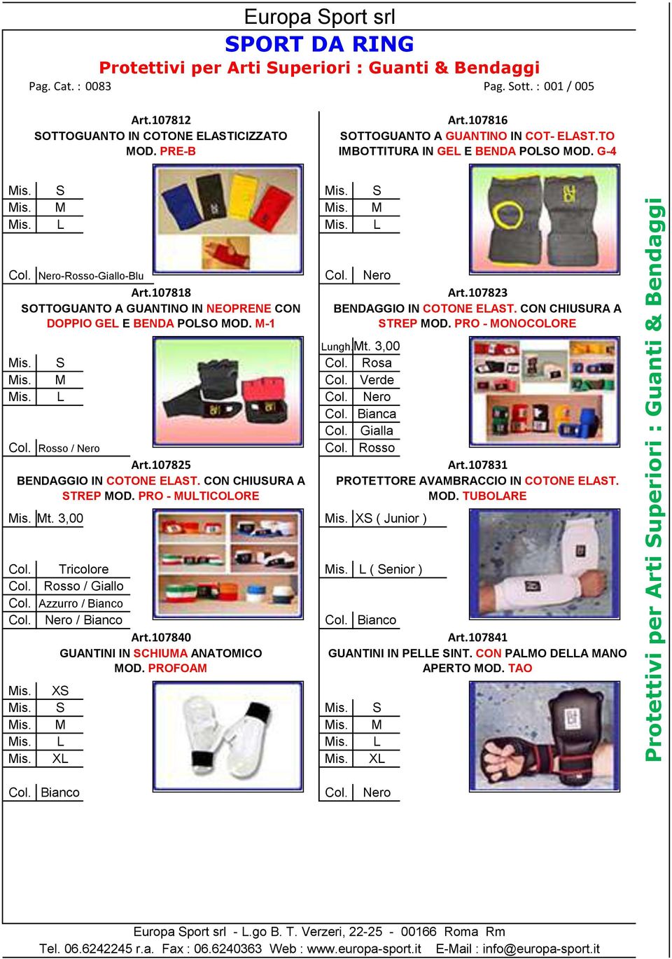 Nero Art.107818 Art.107823 SOTTOGUANTO A GUANTINO IN NEOPRENE CON BENDAGGIO IN COTONE ELAST. CON CHIUSURA A DOPPIO GEL E BENDA POLSO MOD. M-1 STREP MOD. PRO - MONOCOLORE Lungh.Mt. 3,00 Mis. S Col.