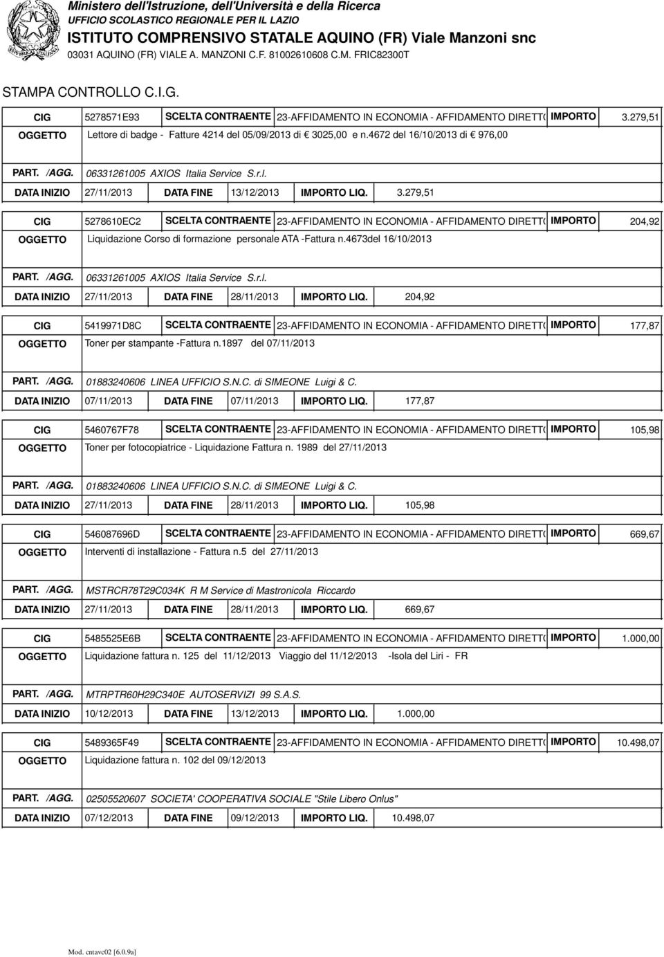 279,51 CIG 5278610EC2 SCELTA CONTRAENTE 23-AFFIDAMENTO IN ECONOMIA - AFFIDAMENTO DIRETTOIMPORTO Liquidazione Corso di formazione personale ATA -Fattura n.