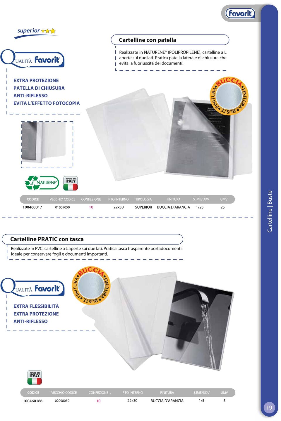 EXTRA PROTEZIONE PATELLA DI CHIUSURA ANTI-RIFLESSO EVITA L EFFETTO FOTOCOPIA 100460017 01009050 10 1/25 25 Cartelline Buste Cartelline