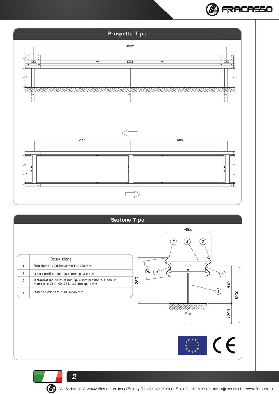 3,0 mm 3 Distanziatore 780X194 mm Sp.