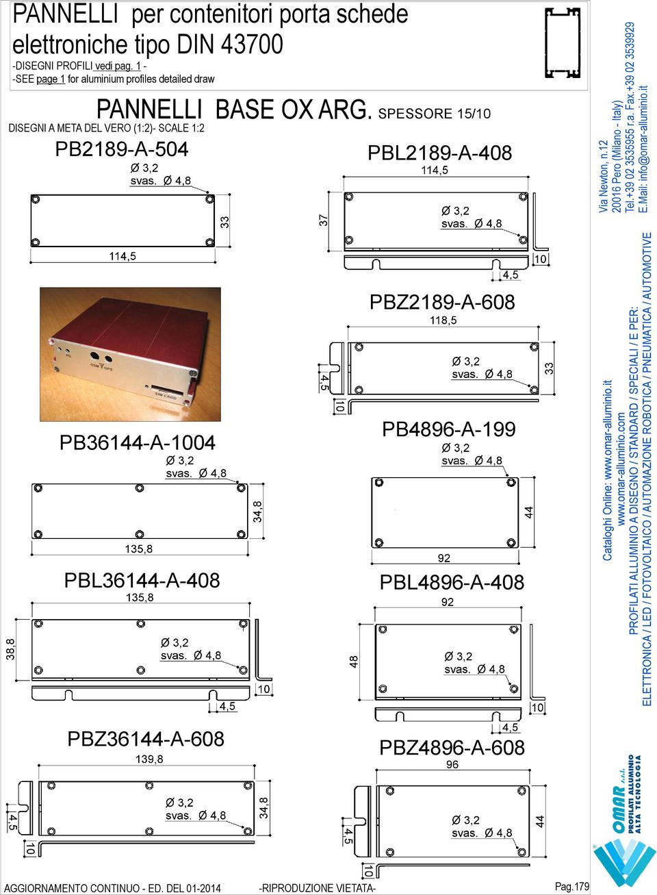 (1:2)- SCALE 1:2 PB2189-A-504 SPESSORE 15/10 PBL2189-A-408 PBZ2189-A-608