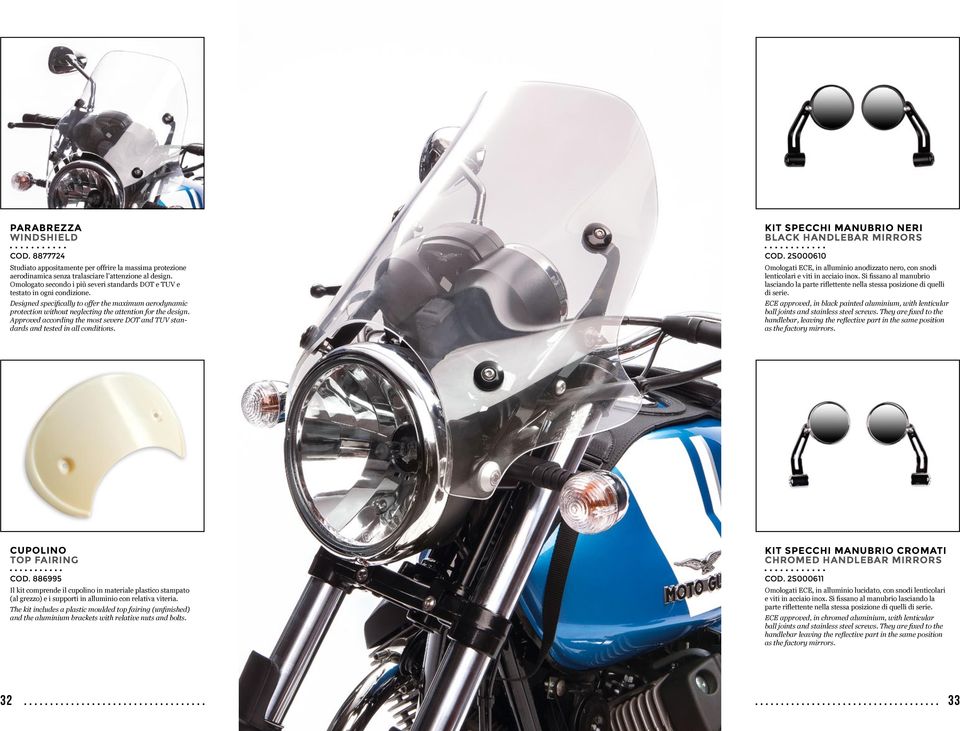 Approved according the most severe DOT and TUV standards and tested in all conditions. KIT SPECCHI MANUBRIO NERI BLACK HANDLEBAR MIRRORS COD.