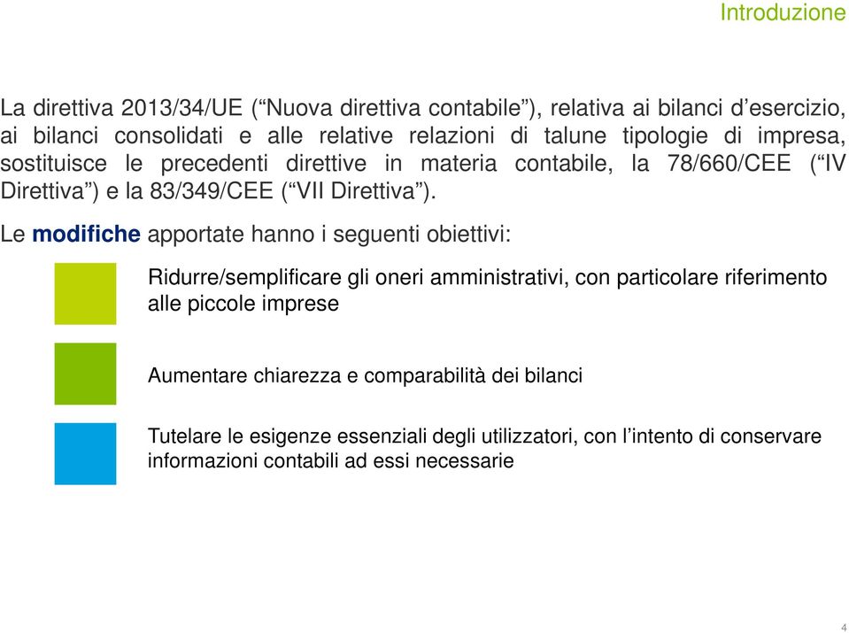 Le modifiche apportate hanno i seguenti obiettivi: Ridurre/semplificare gli oneri amministrativi, con particolare riferimento alle piccole imprese